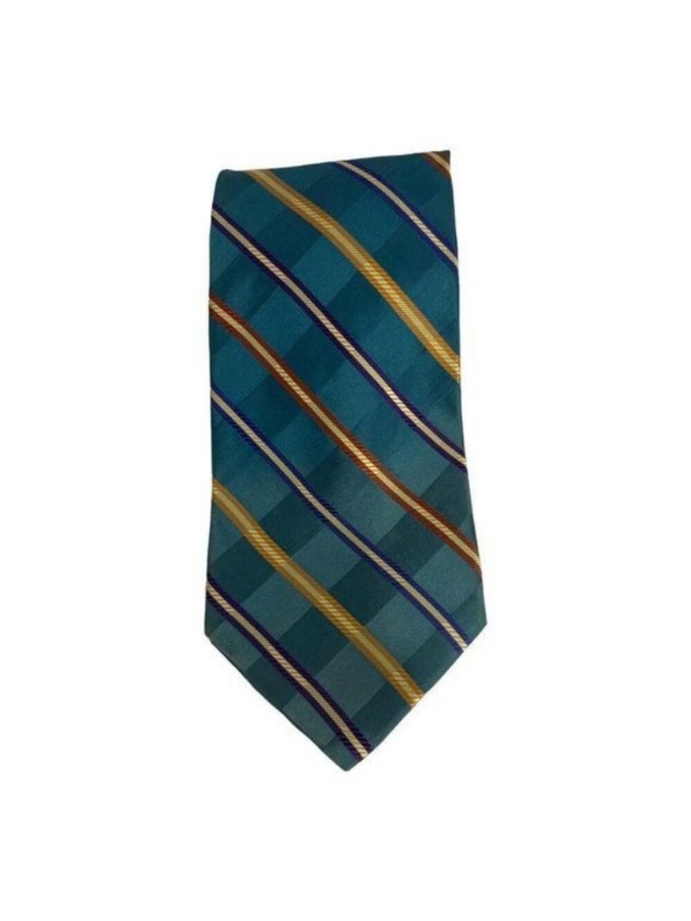 Jos. A. Bank Signature Collection Mens Tie Blue Plaid Stripe 100% Silk Italy